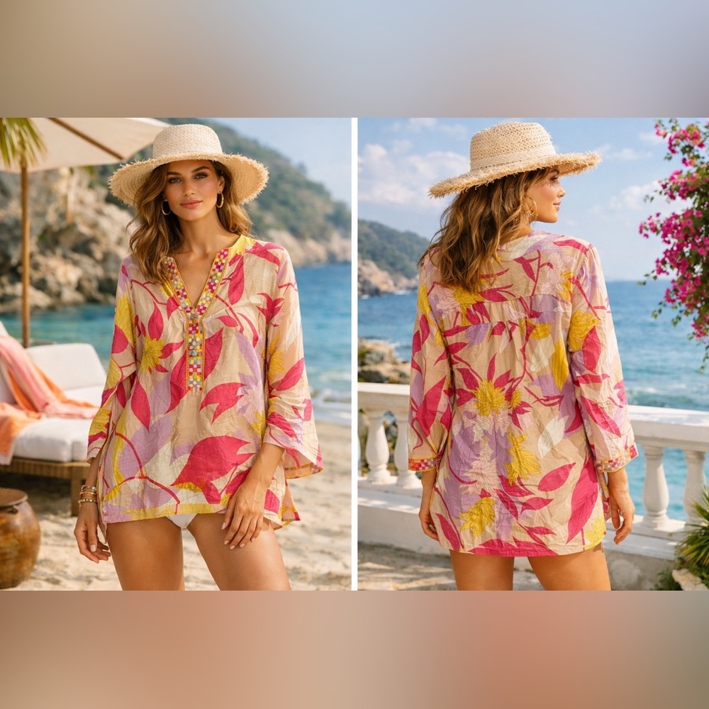 EMILIO PUCCI 2000's Y2K Vintage 70’s Floral Print Tunic 🌸 Size 4